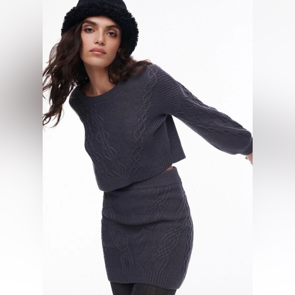 SOLD- 
Anthropologie Maeve Gray Cable Knit Sweater and Skirt Set - Picture 2 of 16